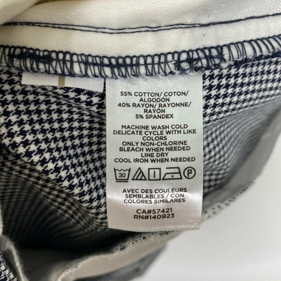 Loft Sutton Skinny Ankle Pant Blue White Houndstooth Sz. 14 - Picture 9 of 10